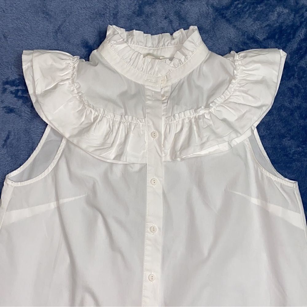 H&M White Sleeveless Cotton Button Down Top(Size 6) - Picture 4 of 5